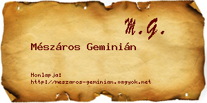Mészáros Geminián névjegykártya